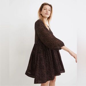 Madewell Crinkle Georgette V-Neck Babydoll Dress Medium